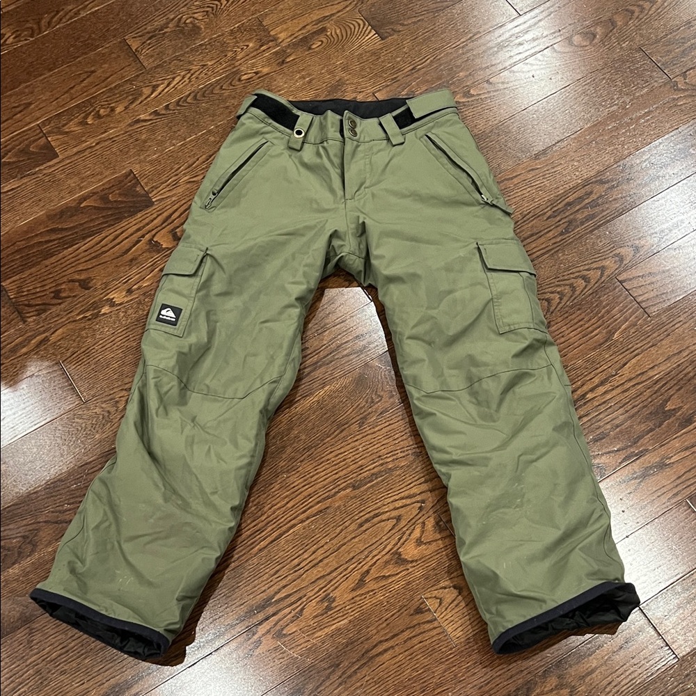 Boys Green Cargo Snow Pants